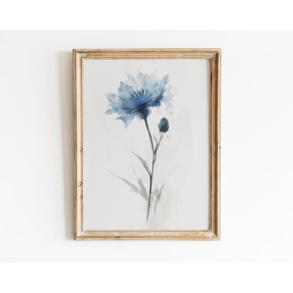 Blue Cornflower Vintage Print, Vintage Farmhouse Art, Flower Wall Art, Aesthetic Wall Art, Botanical Wall Art Wall Art, Modern Wall Decor, 24x36 UNFRAMED