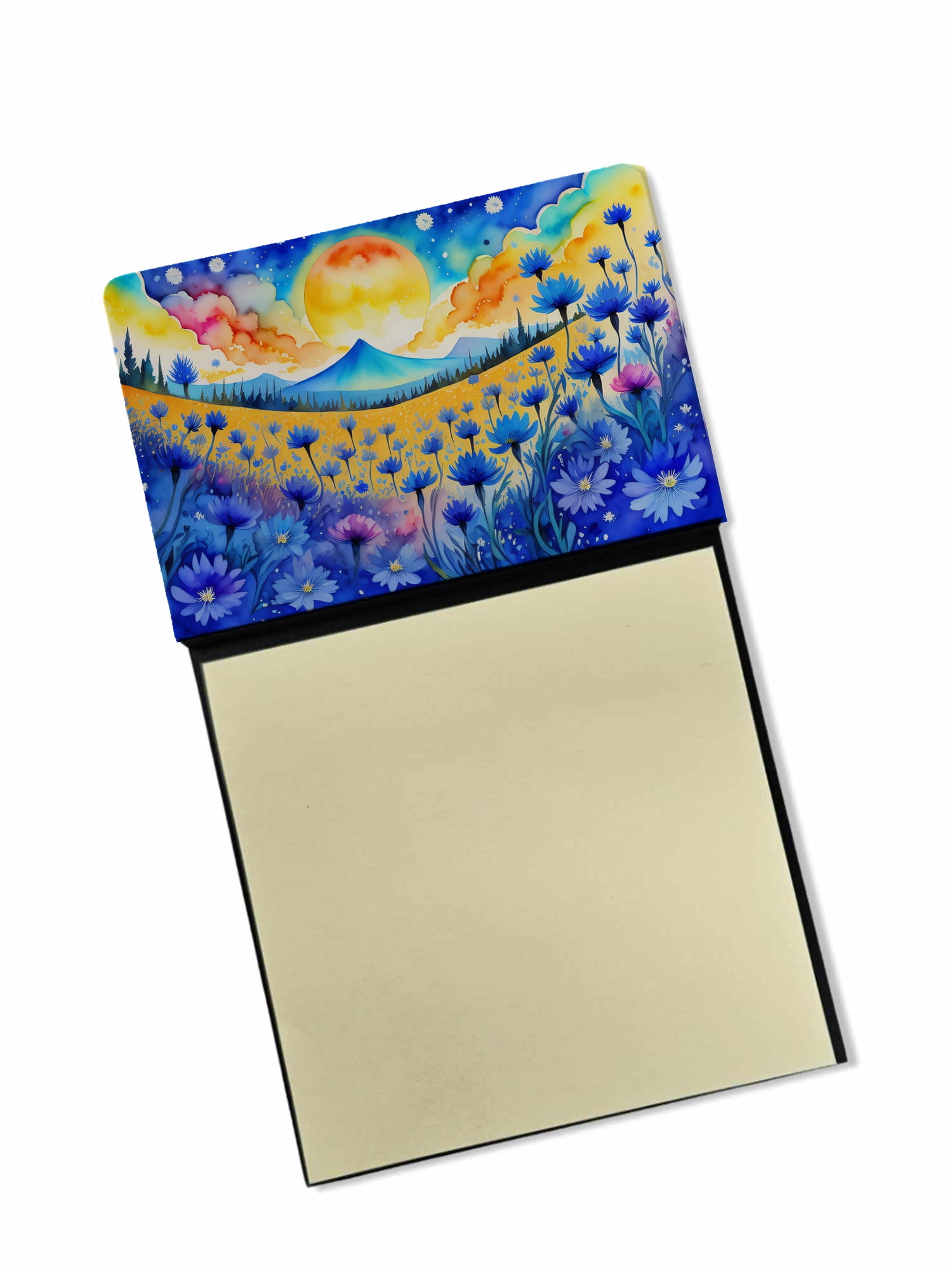 Blue Cornflowers in Color Sticky Note Holder 3.25 in x 5.25 in