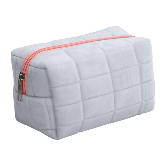 Blue Cosmetic Bag Large Capacity Velvet Storage Bag Portable Toiletry Bag For Kids Travel Organizer 7.1 Inches Length 3.9 Inches Width Soft Zipper Pouch For Makeup And Accessories