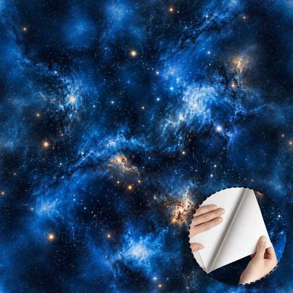 Blue Cosmic Galaxy Starry Sky Wallpaper Modern Contemporary Funky Peel and Stick Wallpaper Contact Paper Waterproof Wall Decor for Living Room Bedroom Dorm Room Bathroom Drawer 17.7*78.5 in