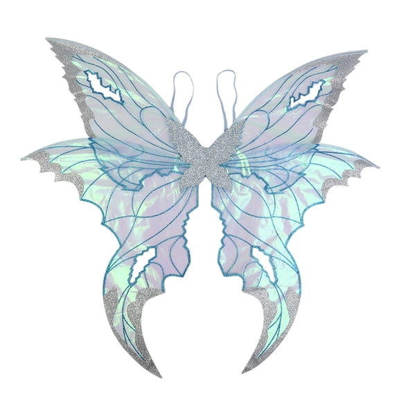 Blue Cosplay Wings with Elastic Shoulder Straps, Sparkly Party Accessories for Halloween Masquerade Costume Dress Up, Photography Props, Festival Celebration