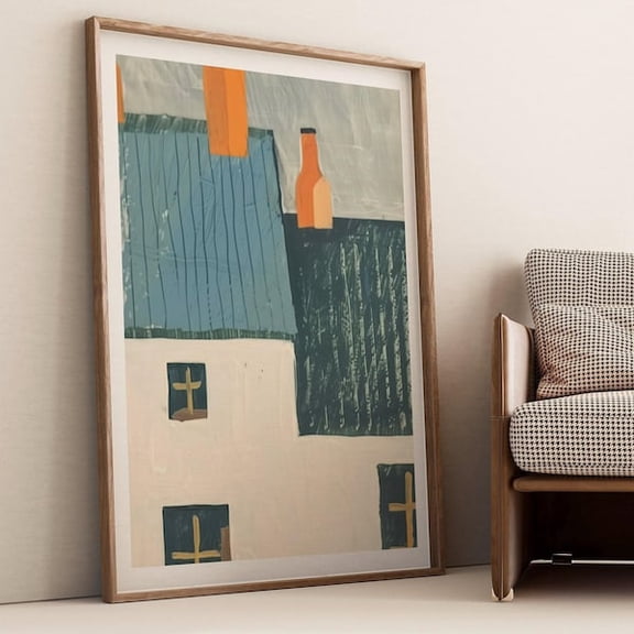 Blue Cottagecore House Wall Art Print