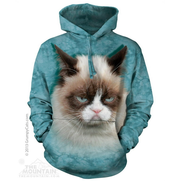 Blue Cotton Grumpy Cat Awesome Animal Hoodie Cool X Large NEW