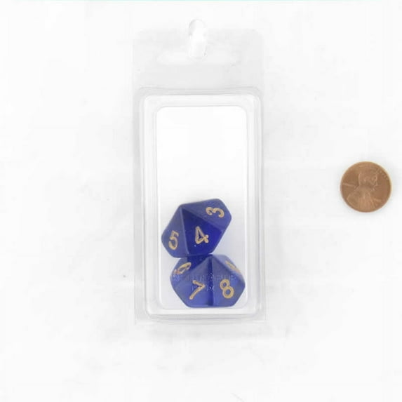 Blue Countdown Dice with Gold Colored Numbers D10 20mm (25/32 inch) Set of 2 Wondertrail