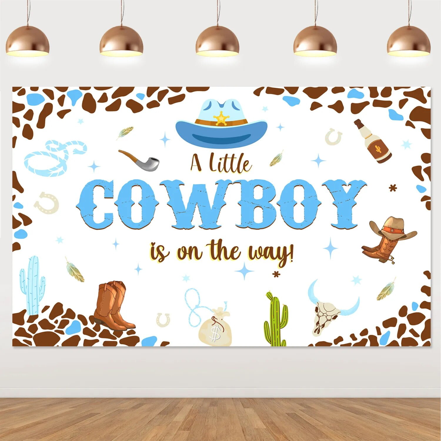 Blue Cowboy Baby Shower Backdrop for Boys A Little Cowgirl is on The ...