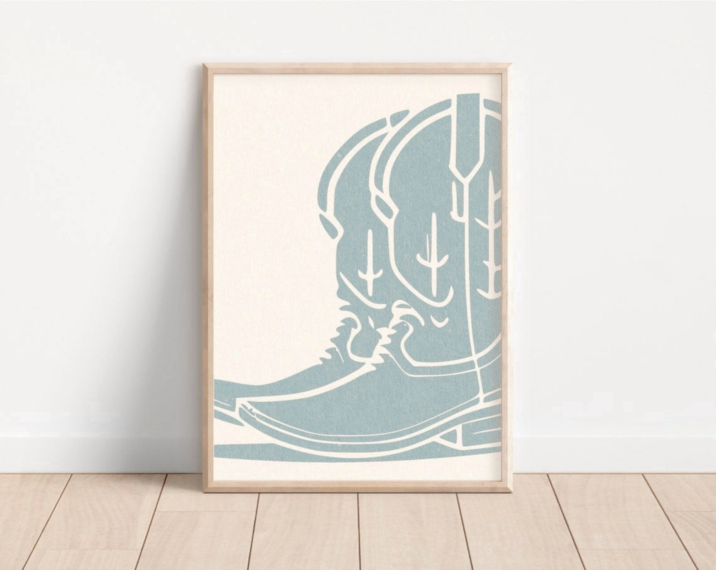 Blue Cowboy Boots Wall Art Print, Coastal Western Decor - Walmart.com