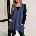 thumbnail image 1 of Blue Cozy Pocket Sweater Vest Women Womens Sleeveless Sweater Vest V Neck Loose Knit Casual Flattering Tunic Top, 1 of 6