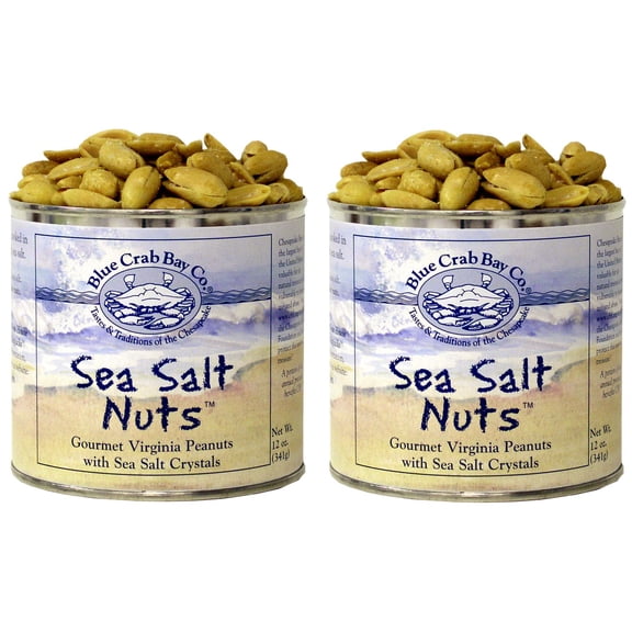 Blue Crab Bay "Sea Salt Nuts" Peanuts - 12 oz. Tin (Pack of 2)