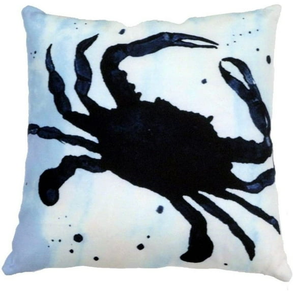 Blue Crab Beach Pillow with Watercolor Background