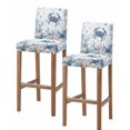 thumbnail image 1 of Blue Crab Coastal Bar Stool Covers Set of 2, Beach Starfish Nautical Coral Ombre Stretch Washable Bar Chair Covers with Backs, Removable Pub Counter Height Chair Cover for Kitchen Dining Room Cafe, 1 of 7