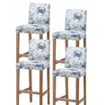 thumbnail image 1 of Blue Crab Coastal Bar Stool Covers Set of 4, Beach Starfish Nautical Coral Botanical Stretch Bar Chair Covers with Backs, Removable Pub Counter Height Chair Cover for Kitchen Dining Room Cafe, 1 of 7