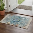thumbnail image 1 of Blue Crab Coastal Bathroom Rug 2'x3', Summer Beach Nautical Starfish Coral Low Profile Front Entryway Rug with Tassels, Woven Cotton Washable Kitchen Mat Carpet for Foyer Bedroom Back Door Decor, 1 of 9