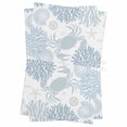 thumbnail image 1 of Blue Crab Coastal Kitchen Towels Set of 2, Water Absorbent Dish Towel, Summer Coral Nautical Decorative Hand Towels - Quick Drying Cloth for Cooking Baking, 18x28 Inch, 1 of 8