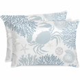 thumbnail image 1 of Blue Crab Coastal Pillow Cases Queen Size Set of 2, Smooth Satin Pillowcase for Hair and Skin, Summer Coral Nautical Decorative Cooling Bed Pillow Covers with Zipper, 20x30 Inches, 1 of 5