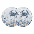 thumbnail image 1 of Blue Crab Coastal Round 13 Inch Placemats Set of 2, Beach Starfish Nautical Coral Botanical HeatResistant Non Slip Place Mats for Dining Table, Wipeable Braided Kitchen Table Mats for Housewarming, 1 of 9