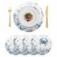 thumbnail image 1 of Blue Crab Coastal Round 15 Inch Placemats Set of 4, Beach Starfish Nautical Coral Shell HeatResistant Non Slip Place Mats for Dining Table, Wipeable Braided Kitchen Table Mats for Housewarming, 1 of 9