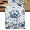 thumbnail image 1 of Blue Crab Coastal Table Runner 60 Inches, Beach Starfish Nautical Coral Botanical Bed Runner Dresser Scarves Tabletop for Indoor Outdoor Parties/Ceremony/Banquet, 13" x 60", 1 of 9
