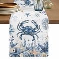 thumbnail image 1 of Blue Crab Coastal Table Runner 72 Inches, Beach Starfish Nautical Coral Shell Bed Runner Dresser Scarves Tabletop for Indoor Outdoor Parties/Ceremony/Banquet, 16" x 72", 1 of 9