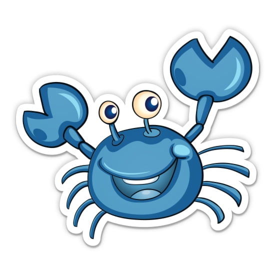 Blue Crab Cute Funny Cartoon - 3" Vinyl Sticker - For Car Laptop Water Bottle Phone - Waterproof Decal