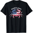 thumbnail image 1 of Blue Crab Maryland Novelty Patriotic USA American Flag Pride T-Shirt, 1 of 4