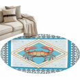 thumbnail image 1 of Blue Crab Nautical Large Area Rugs for Bedroom Living Room, Soft Non Slip Carpet Bedside Rug, Ocean Coastal Geometric Round Floor Cover Kitchen Accent Rug 4' for Dining Room/Office, 1 of 9