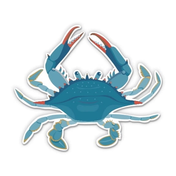 Blue Crab Pretty - 5" Vinyl Sticker - For Car Laptop I-Pad - Waterproof Decal