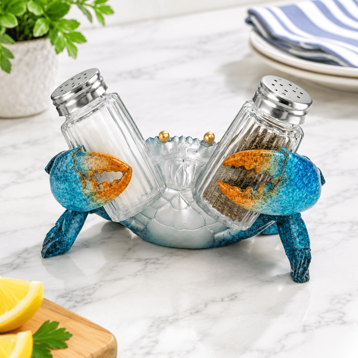 Blue Crab Salt And Pepper Shaker Holder Beach Kitchen Decor - Walmart.com