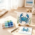 thumbnail image 1 of Blue Crab Sea Glass Art DIY Craft Kit,Beginner Friendly Coastal Nautical Decor Painting Set with Wooden Display Easel,Beach Ocean Themed Handmade Art Kit for Adults Teens, 1 of 5
