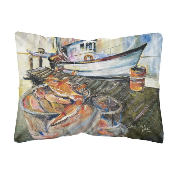 Blue Crab Trap Canvas Fabric Decorative Pillow