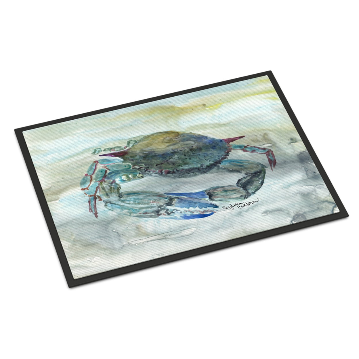 Blue Crab Watercolor Door Mat
