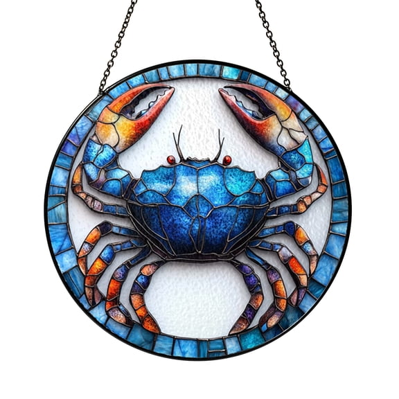 Blue Crab Window Decor, Nautical Hanging Accent for Coastal Style Homes and Ocean Lover Spaces