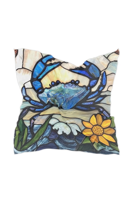 Blue Crab Women's Fashion Soft Scarf Square Satin Head Scarf Neck Scarf Head Hair Wraps