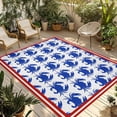Blue Crabs Outdoor Rug, Abstract Summer Ocean Blue Crab Red Stripes ...