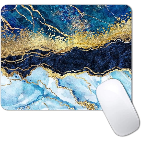 Blue Cracked Marbling Mouse Pad, Non-Slip Rubber Base Marble Mousepad for Computer, Gaming Mouse Pads, Laptop & Desktop, 9.5 x 7.9 Inch