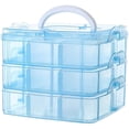 thumbnail image 1 of Blue Crafts Organizer Box,Stackable Storage Container Box with 18 Compartments, 3-Tier Portable Plastic Beads Storage Box with Handle,for Jewelry Watch Cosmetic Small Toy, 1 of 6
