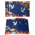 thumbnail image 1 of Blue Crane Placemats Set of 6, Vintage Red Teal Spring Floral Botanical Placemats for Dining Table, Place Mats for Kitchen Tabletop, Waterproof Wipeable Dining Table Mats Set, 1 of 9