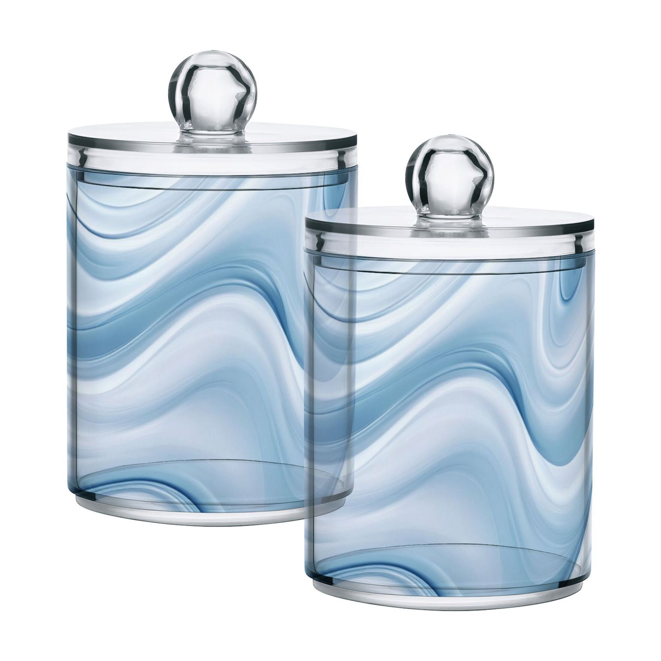 Blue Creamy Wavy Translucent Plastic Cans Storage Canisters with Lid ...