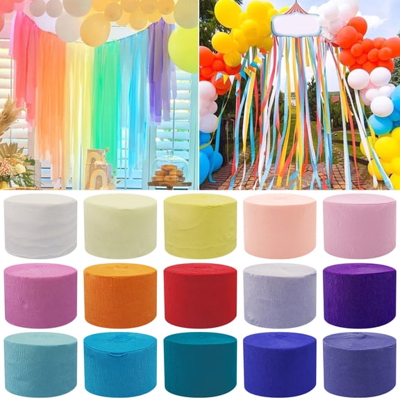 Blue Crepe Paper Streamer Roll Flame Retardant Party Decoration for DIY Crafts and Event Decor