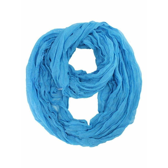 Blue Crinkled Light Infinity Scarf