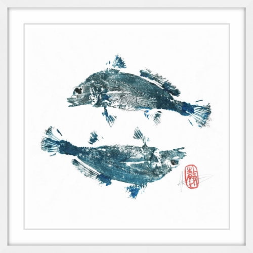 "Blue Croakers Go Ying Yang" Framed Painting Print