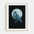 thumbnail image 1 of Blue Crow (dark) - Illustration Gothic Bird Mystical Moody Surrealism Oak Framed Wall Art Print 18 x 24 inches, 1 of 15