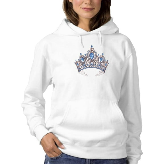 Blue Crown Hoodie Women -SPIdeals Designs, Female XX-Large