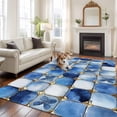 thumbnail image 1 of Blue Crystal Flower Area Rugs 5x7 ft Irregular Texture Washable Rug Non Slip Indoor Carpet Absorbent Floor Mat for Living Room Bedroom Dining Room, 1 of 9