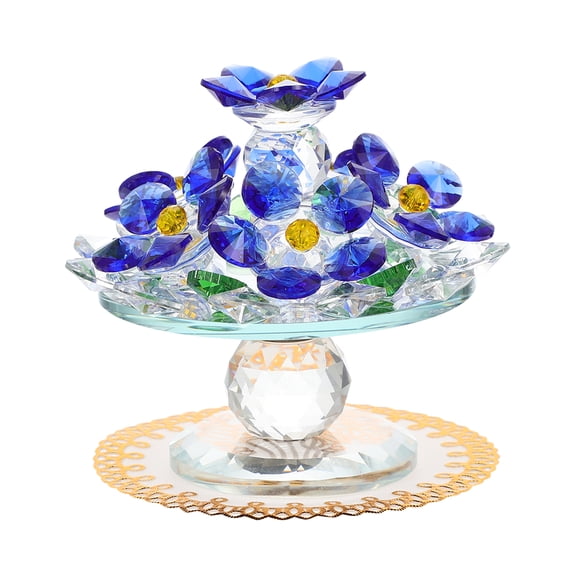 Blue Crystal Glass Lighthouse for Table Flower Decoration Elegant Home Decor Piece