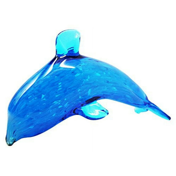 Blue Crystal Glass Ocean Bottlenose Dolphin Decorative Tabletop Ornament Figurine