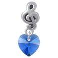 thumbnail image 1 of Blue Crystal Heart - Clef Note Charm Bead, 1 of 1