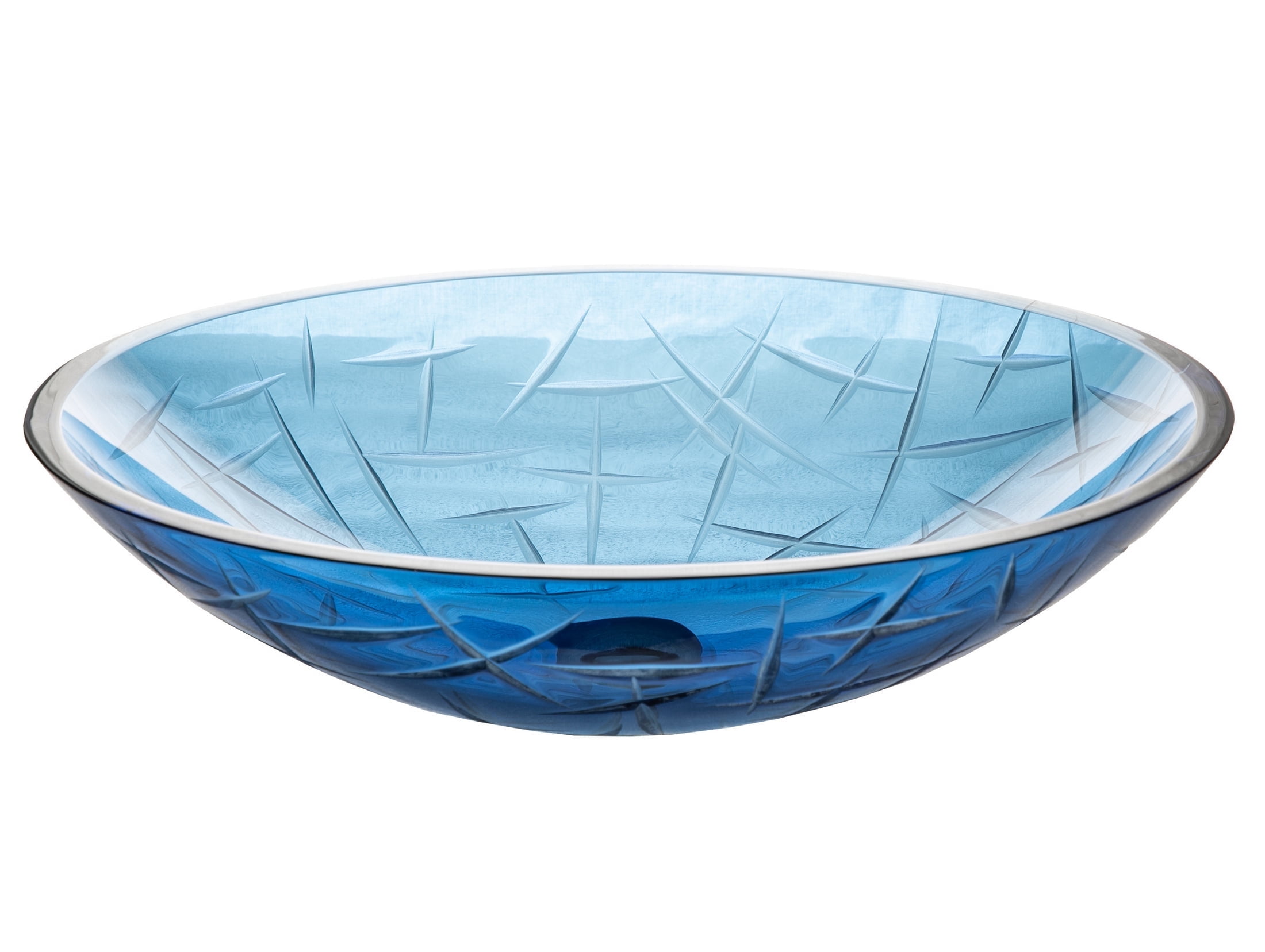 19.75'' Blue Crystal Glass Oval Vessel Sink