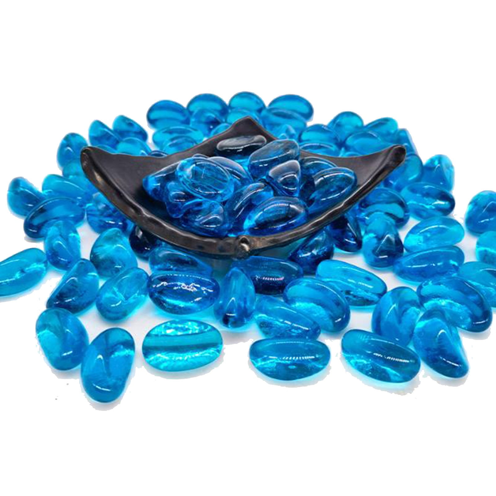 Blue Crystal Polished Stones Gravel Decoration Fish Tank Gravel Underwater Landscaping Crushed Stone for Aquarium Plants Vase Filler
