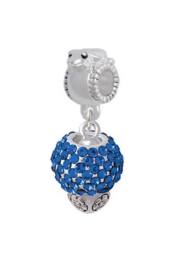 Blue Crystal Sparkle Spinner - Frog Charm Bead