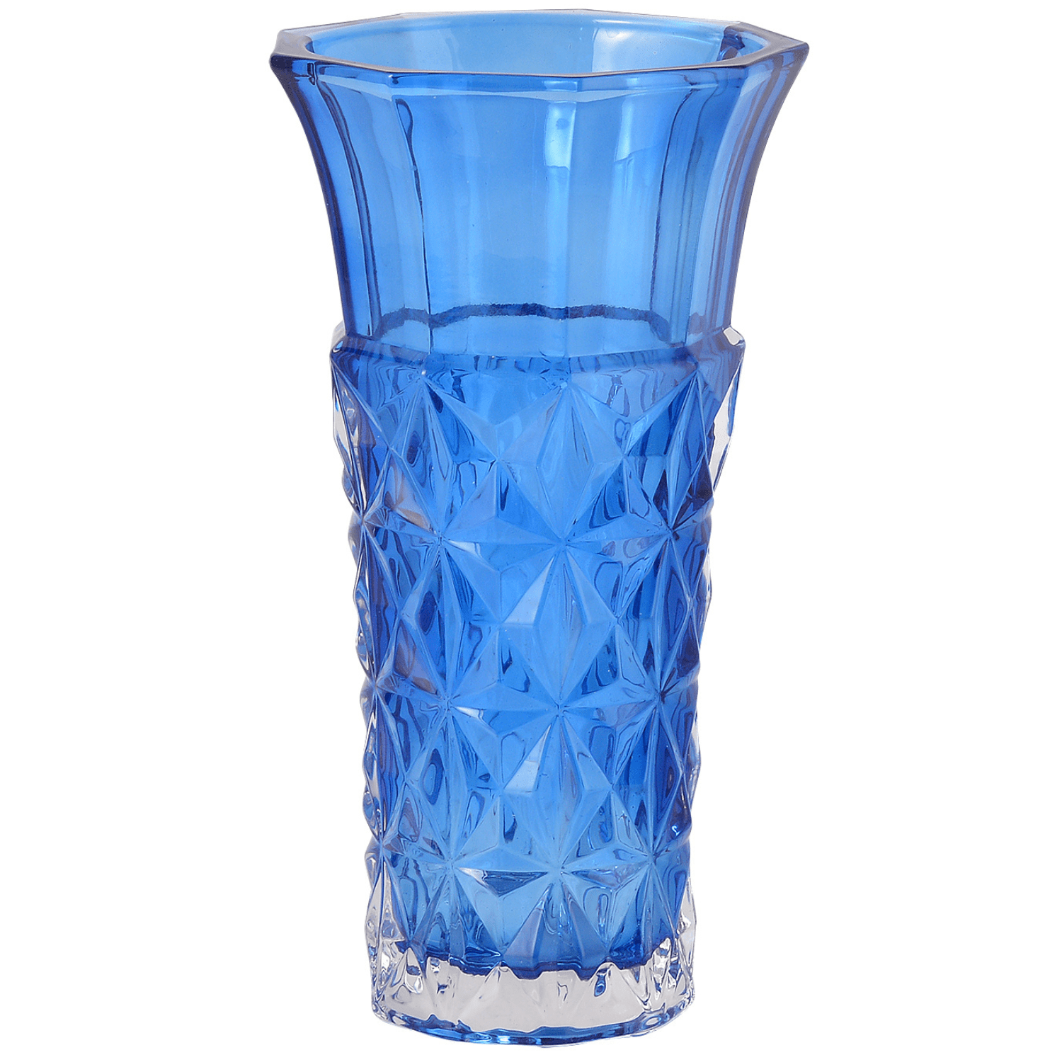 Blue Crystal Vase, Blue Glass Vase, Large Glass Vase, Crystal Vase for Flower, Heavy Duty Glass